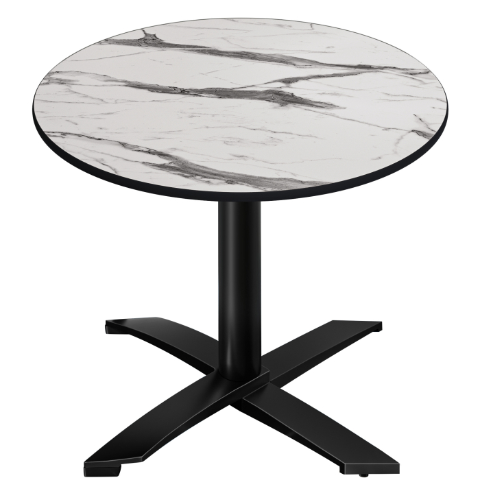 CPTG | Table Bistro | Ø:H 60 x 75 cm | Blanc Marbre / Aluminium Noir | Pliable/ Poids supplémentaire
