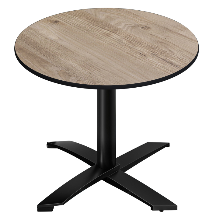 CPTG | Bistro Tisch | Ø:H 70 x 75 cm | Rustikal Eiche / Aluminium Schwarz | Klappbar/ Zusatzgewicht