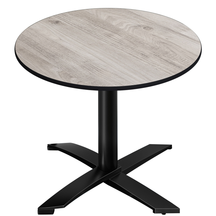CPTG | Bistro Tisch | Ø:H 70 x 75 cm | Eiche-Weiß / Aluminium Schwarz | Klappbar/ Zusatzgewicht