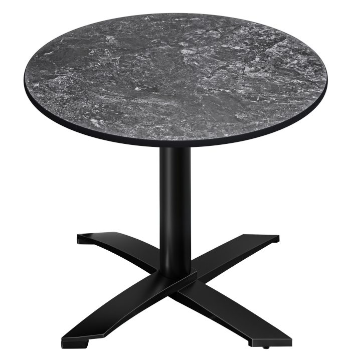 CPTG | Bistro Tisch | Ø:H 70 x 75 cm | Felsen / Aluminium Schwarz | Klappbar/ Zusatzgewicht