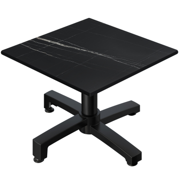 CPBC | Compact Loungetisch | B:T:H 60 x 60 x 42 cm | Schwarz Marmor / Aluminium | Klappbar | Zusatzgewicht