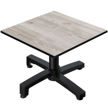 CPBC | Compact Loungetisch | B:T:H 70 x 70 x 42 cm | Eiche-Weiß / Aluminium Schwarz | Klappbar | Zusatzgewicht