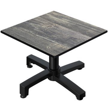 CPBC | Compact Loungetisch | B:T:H 70 x 70 x 42 cm | Rustikal Kiefer / Aluminium | Klappbar | Zusatzgewicht