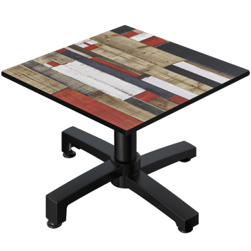 CPBC | Compact Loungetisch | B:T:H 70 x 70 x 42 cm | Vintage Bunt / Aluminium | Klappbar | Zusatzgewicht