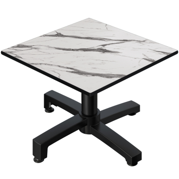 CPBC | Compact Loungetisch | B:T:H 70 x 70 x 42 cm | Weiß Marmor / Aluminium | Klappbar | Zusatzgewicht