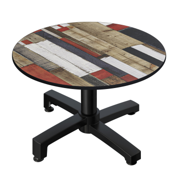 CPBC | Compact Loungetisch | Ø:H 60 x 42 cm | Vintage Bunt / Aluminium | Klappbar | Zusatzgewicht