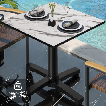 CPBC | HPL Bistro Table | B:D:H 60 x 60 x 78 cm | Hvid marmor / aluminium | Ekstra vægt | Firkantet