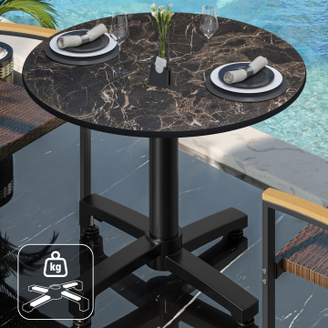 CPBC | HPL Bistro Table | Ø:H 60 x 78 cm | Cappuccino Marble / Aluminium Black | Ekstra vægt | Rundt
