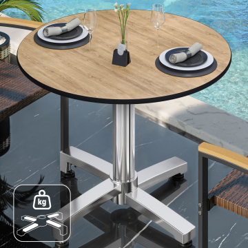 CPBC | HPL Bistro table | Ø:H 60 x 78 cm | oak / aluminium | additional weight | round