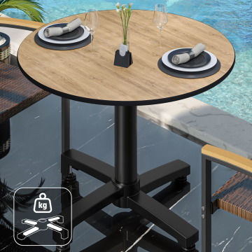 CPBC | HPL Bistro table | Ø:H 60 x 78 cm | oak / aluminium | additional weight | round