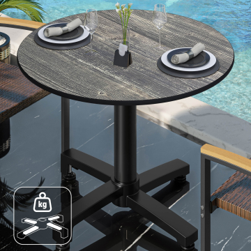 CPBC | HPL Bistro Table | Ø:H 60 x 78 cm | Rustic Pine / Aluminium | Ekstra vægt | Rundt