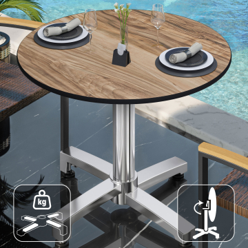 CPBC | HPL Bistro Table | Ø:H 60 x 78 cm | Sheesham / Aluminium | Foldable + additional weight | Round