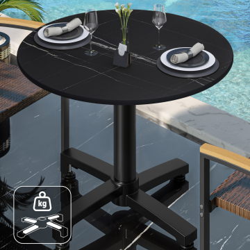 CPBC | HPL Bistro Table | Ø:H 60 x 78 cm | Sort marmor / aluminium | Ekstra vægt | Rundt