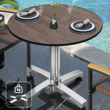 CPBC | HPL Bistro Table | Ø:H 60 x 78 cm | Wenge / Aluminium | Dodatkowa waga | Okrągły