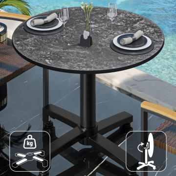 CPBC | HPL Bistro Table | Ø:H 70 x 78 cm | Rock / Aluminium | Foldable + additional weight | Round