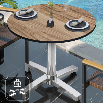 CPBC | HPL Bistro Table | Ø:H 70 x 78 cm | Sheesham / Aluminium | Ekstra vægt | Rundt