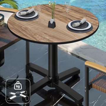CPBC | HPL Bistro Table | Ø:H 70 x 78 cm | Sheesham / Aluminium | Ekstra vægt | Rundt