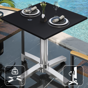 CPBC | HPL Bistro Table | W:D:H 60 x 60 x 78 cm | Black / Aluminium | Foldable + additional weight | Square