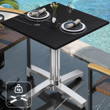 CPBC | HPL Bistro Table | W:D:H 70 x 70 x 78 cm | Czarny marmur / Aluminium | Dodatkowa waga | Kwadratowy