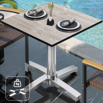 CPBC | HPL Bistro Table | W:D:H 70 x 70 x 78 cm | Oak white / Aluminium | Additional weight | Square