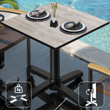 CPBC | HPL Bistro Table | W:D:H 70 x 70 x 78 cm | Oak White / Aluminium Black | Foldable + additional weight | Square