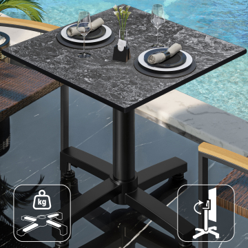 CPBC | HPL Bistro Table | W:D:H 70 x 70 x 78 cm | Rock / Aluminium | Foldable + additional weight | Square