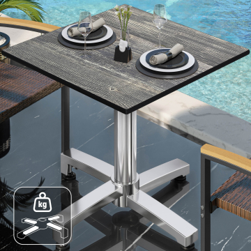 CPBC | HPL Bistro Table | W:D:H 70 x 70 x 78 cm | Rustic Pine / Aluminium | Dodatkowa waga | Kwadratowy