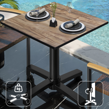 CPBC | Mesa Bistro HPL | An:Pr:Al 70 x 70 x 78 cm | Sheesham / Aluminio | Plegable + peso adicional | Cuadrada