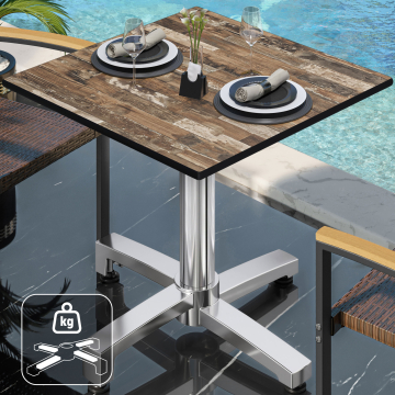 CPBC | HPL Bistro Tisch | B:T:H 70 x 70 x 78 cm | Vintage Old / Aluminium | Zusatzgewicht | Quadratisch