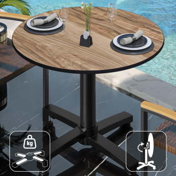 CPBC | HPL Bistro Table | Ø:H 60 x 78 cm | Sheesham / Aluminium | Foldbar + ekstra vægt | Rund