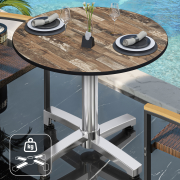 CPBC | HPL bistrobord | Ø:H 60 x 78 cm | Vintage gammel / aluminium | Ekstra vekt | Rundt