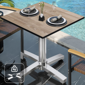 CPBC | HPL Bistrotafel | B:D:H 70 x 70 x 78 cm | Eiken / Aluminium | Extra gewicht | Vierkant