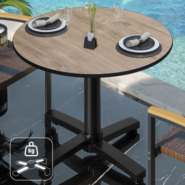 CPBC | HPL Mesa bistro | Ø:H 70 x 78 cm | roble / aluminio | peso adicional | redonda