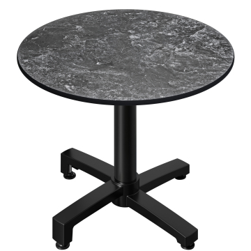 CPBC | HPL Table Bistro | Ø:H 60 x 78 cm | Rocher / Aluminium | Pliable + Poids supplémentaire | Rond