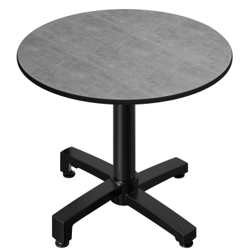 CPBC | HPL Table Bistro | Ø:H 70 x 78 cm | Béton / Aluminium Noir | Pliable + Poids supplémentaire | Rond