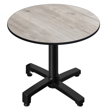 CPBC | HPL Table Bistro | Ø:H 70 x 78 cm | Chêne blanc / Aluminium noir | Pliable + poids supplémentaire | Rond