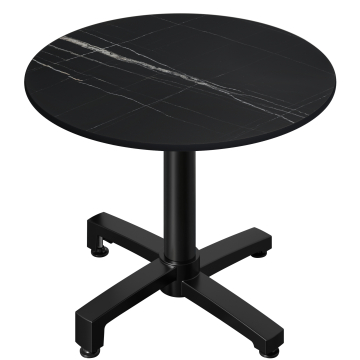 CPBC | HPL table de bistrot | Ø:H 60 x 78 cm | Marbre noir / Aluminium | Pliable + poids supplémentaire | Rond