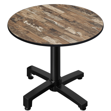CPBC | HPL table de bistrot | Ø:H 60 x 78 cm | Vintage Old / Aluminium | Pliable + poids supplémentaire | Rond