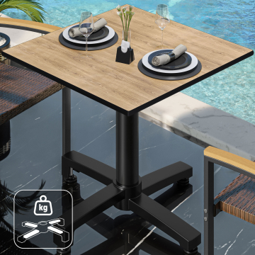CPBC | Mesa Bistro HPL | An:Pr:Al 60 x 60 x 78 cm | Roble / Aluminio | Peso adicional | Cuadrada