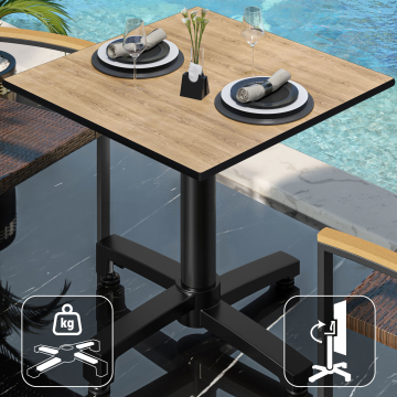 CPBC | Mesa Bistro HPL | An:Pr:Al 60 x 60 x 78 cm | Roble / Aluminio | Plegable + peso adicional | Cuadrada