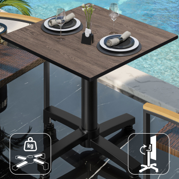 CPBC | Mesa Bistro HPL | An:Pr:Al 60 x 60 x 78 cm | Wenge / Aluminio | Plegable + peso adicional | Cuadrada