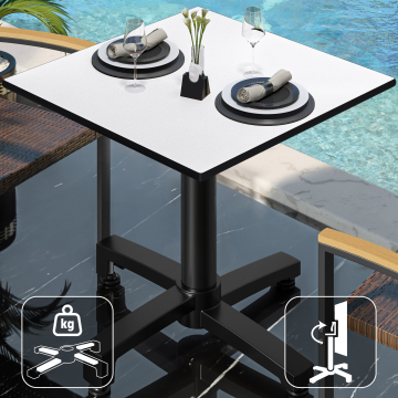 CPBC | Mesa Bistro HPL | An:Pr:Al 60 x 60 x 78 cm | Wenge / Aluminio | Plegable + peso adicional | Cuadrada