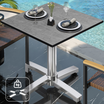 CPBC | Mesa Bistro HPL | An:Pr:Al 70 x 70 x 78 cm | Hormigón / Aluminio | Peso adicional | Cuadrada
