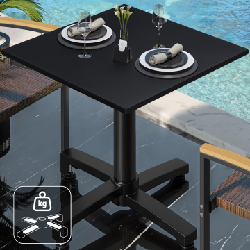 CPBC | Mesa Bistro HPL | An:Pr:Al 70 x 70 x 78 cm | Negro / Aluminio | Peso adicional | Cuadrada