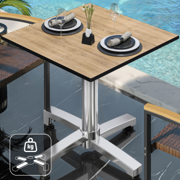 CPBC | Mesa Bistro HPL | An:Pr:Al 70 x 70 x 78 cm | Roble / Aluminio | Peso adicional | Cuadrada