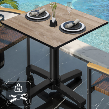 CPBC | Mesa Bistro HPL | An:Pr:Al 70 x 70 x 78 cm | Roble / Aluminio | Peso adicional | Cuadrada