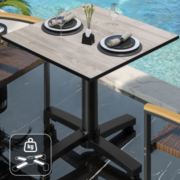 CPBC | Mesa Bistro HPL | An:Pr:Al 70 x 70 x 78 cm | Roble blanco / Aluminio negro | Peso adicional | Cuadrada