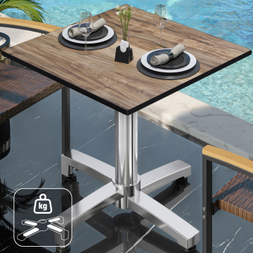 CPBC | Mesa Bistro HPL | An:Pr:Al 70 x 70 x 78 cm | Sheesham / Aluminio | Peso adicional | Cuadrada