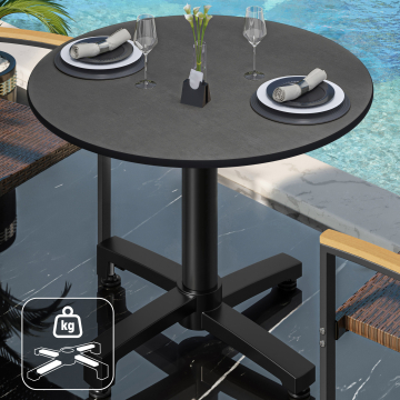 CPBC | Mesa Bistro HPL | Ø:H 60 x 78 cm | Antracita / Aluminio Negro | Peso adicional | Redonda