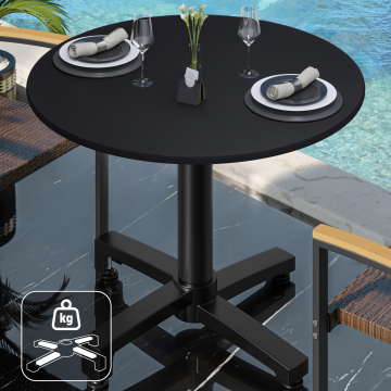 CPBC | Mesa Bistro HPL | Ø:H 60 x 78 cm | Negro / Aluminio | Peso adicional | Redonda